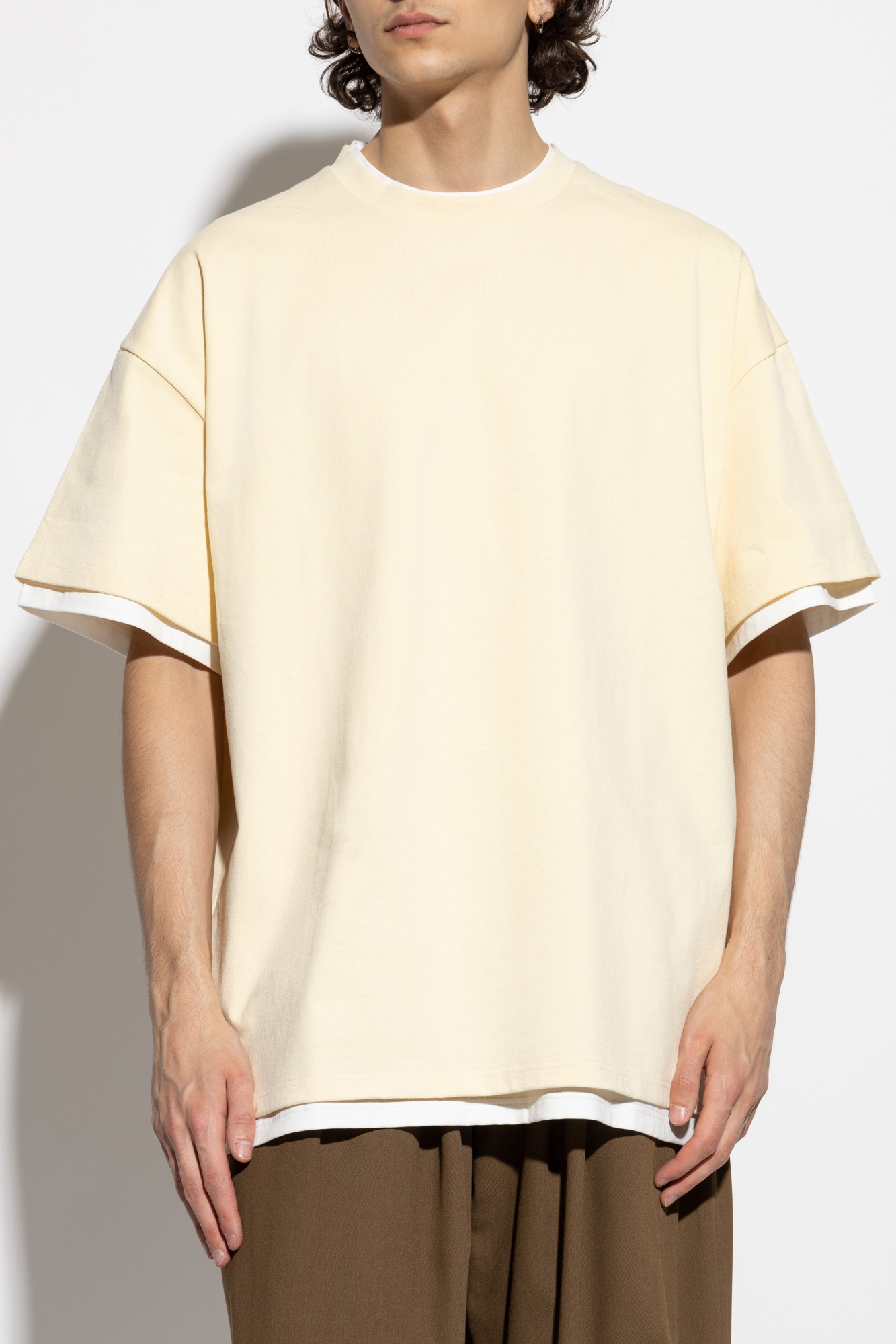 ★Jil Sander★ Tone-on-tone logo t-shirt porcelain J21GC0167 MUSINSA | JIL SANDER Tone-on-Tone Logo T-Shirt - Porcelain